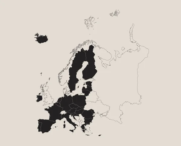 Černá Mapa Evropské Unie Odděluje Státy Design Tabule Prázdné — Stock fotografie