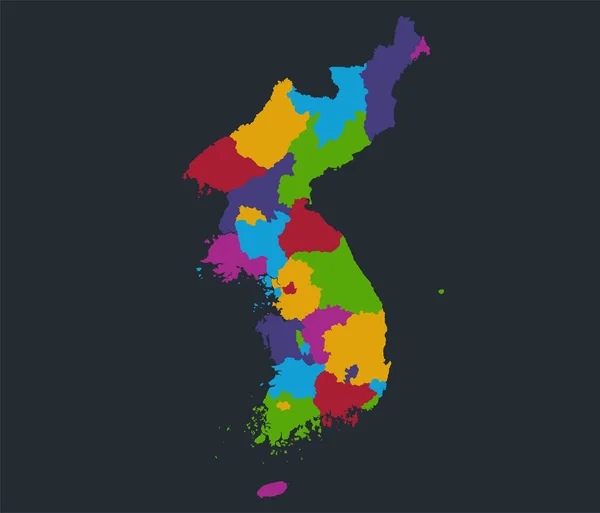 Infographies Corée Carte République Couleurs Plates Avec Les Noms Division — Photo