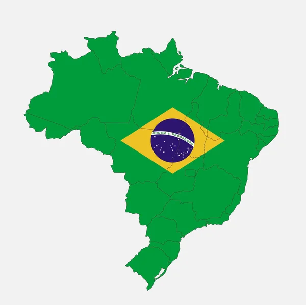 Mapa Del Brasil Los Colores Bandera Con Divisiones Administrativas Blanco — Foto de Stock