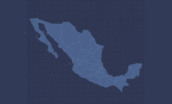 Mexico Kaart Aparte Regio Infographics Blauw Plat Ontwerp Blanco — Stockfoto