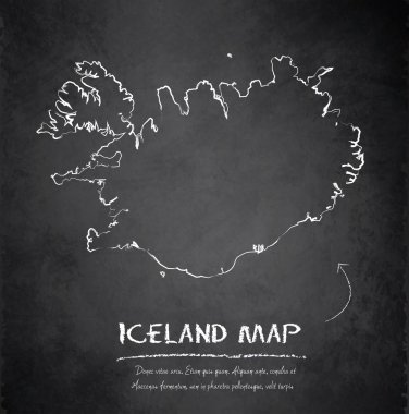 İzlanda Haritası blackboard yazı tahtası vektör