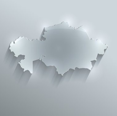 Kazakistan Haritası cam kartı kağıt 3d tarama