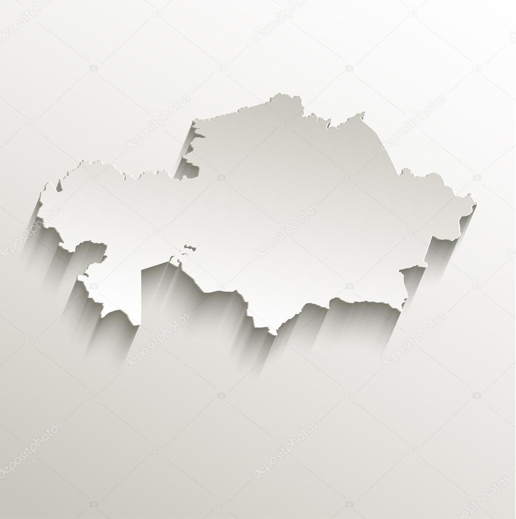 Kazakhstan map card paper 3D natural raster