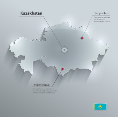 Kazakistan Haritası cam kart kağıt 3B vektör