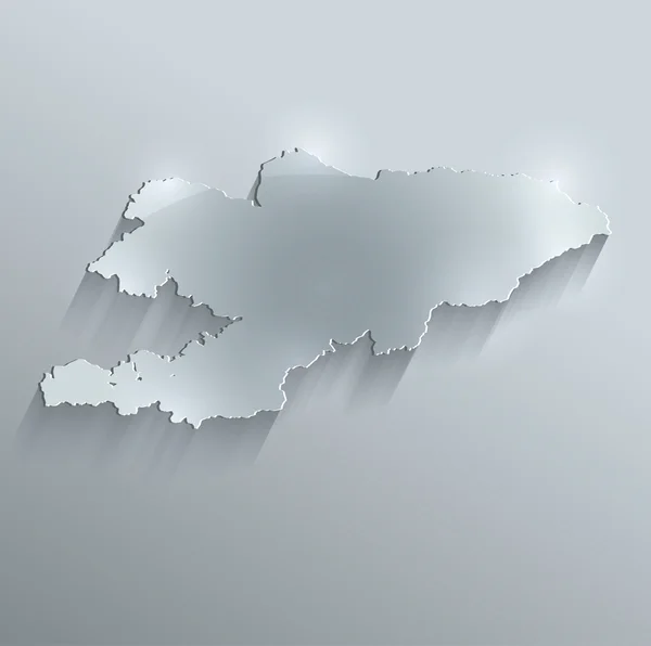 Kirguistán mapa de papel de tarjeta de vidrio 3D raster — Foto de Stock