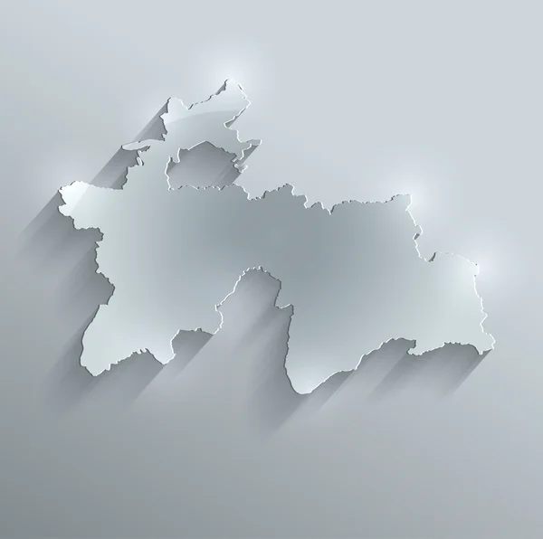 Mapa de Tayikistán bandera de papel de tarjeta de vidrio 3D raster — Foto de Stock
