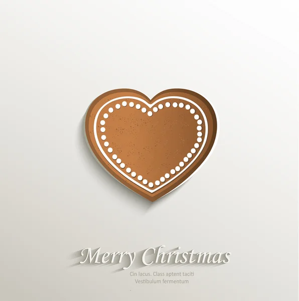 Gingerbread heart love card paper 3D natural vector — Stock Vector