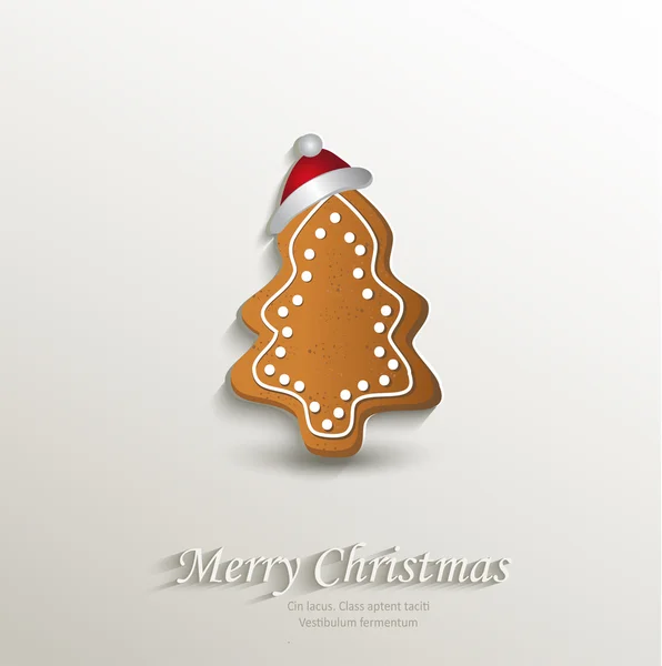 Gingerbread tree cap Christmas card paper 3D natural vector — Stock Vector