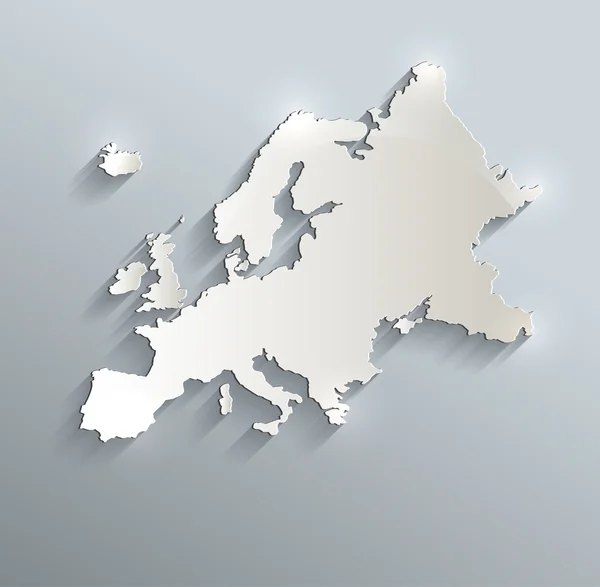 欧洲地图蓝色白卡纸 3d 光栅 — 图库照片