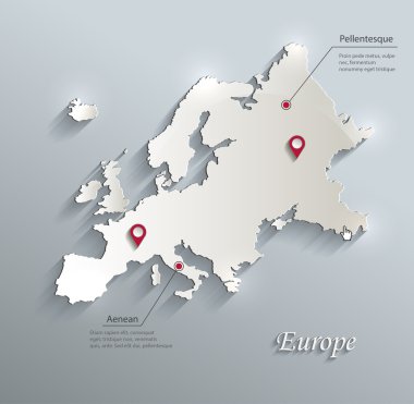 Europe harita kart mavi beyaz kağıt 3d vektör infographics