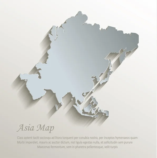 Asia map white blue card paper 3D vector — Stock Vector