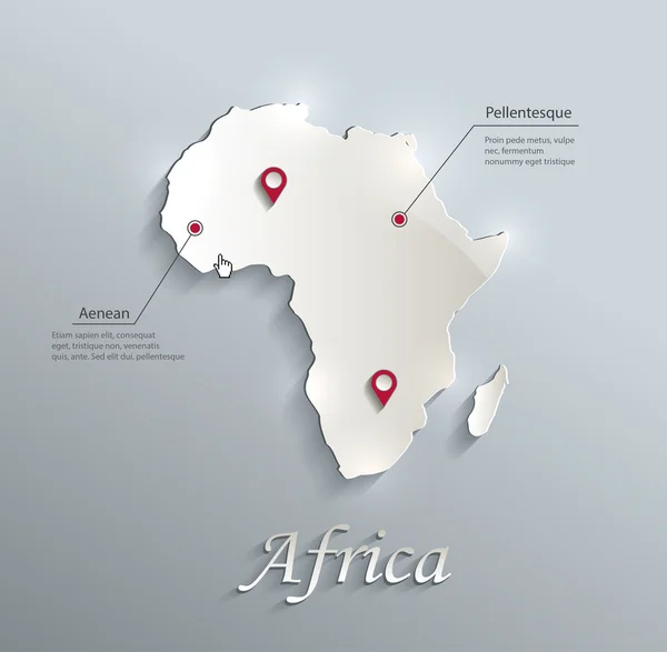 Afrika harita kart mavi beyaz kağıt 3d vektör infographics — Stok Vektör