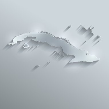 Küba Haritası cam kartı kağıt 3d tarama