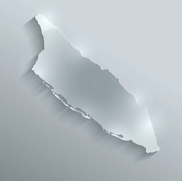 Mapa de Aruba papel de tarjeta de vidrio raster 3D — Foto de Stock