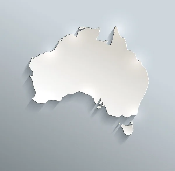 호주 지도 파란 백색 카드 종이 3d 래스터 — 스톡 사진