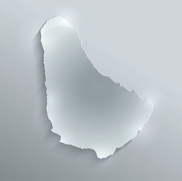 Barbados mapa de papel de tarjeta de vidrio 3D raster — Foto de Stock