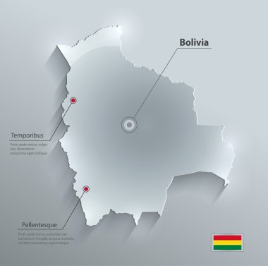 Bolivya bayrak cam kart kağıt 3d vektör harita