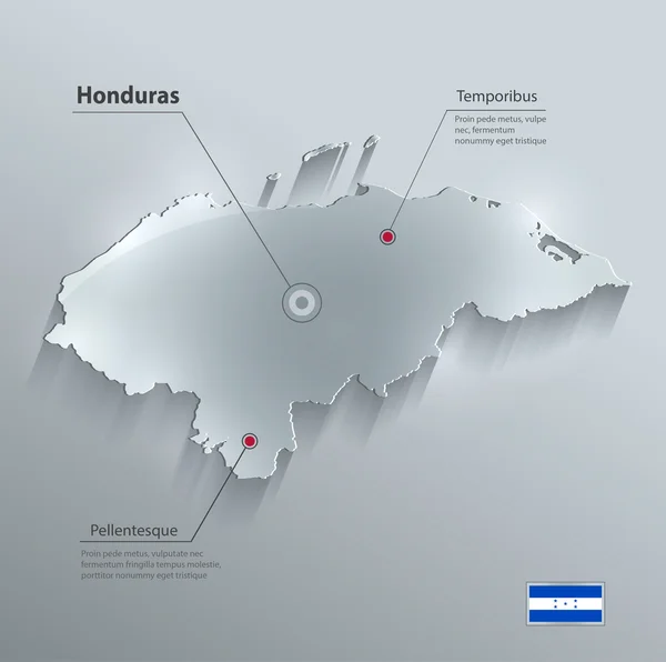 Honduras kaart vlag glas kaart papier 3D-vector — Stockvector