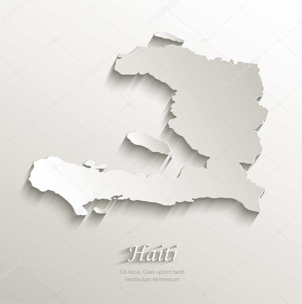 Haiti map card paper 3D natural vector