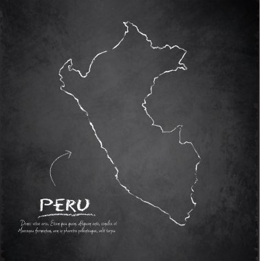 Peru Haritası blackboard kara tahta vektör
