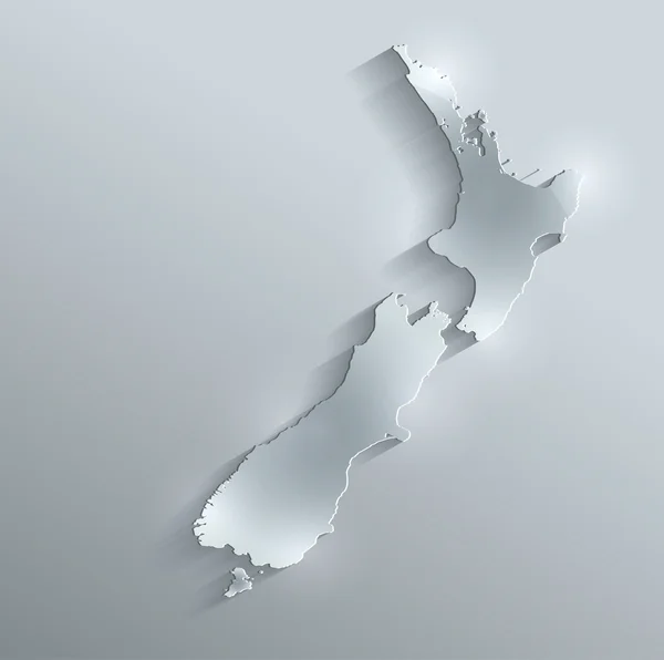 Nueva Zelanda mapa de papel de tarjeta de vidrio 3D raster —  Fotos de Stock