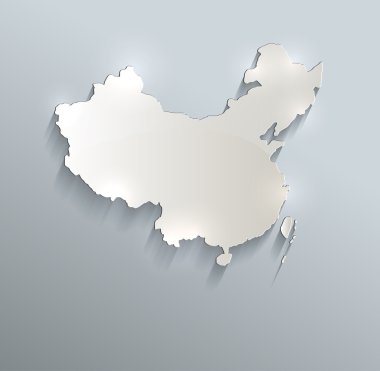 Çin harita kart mavi beyaz kağıt 3d tarama