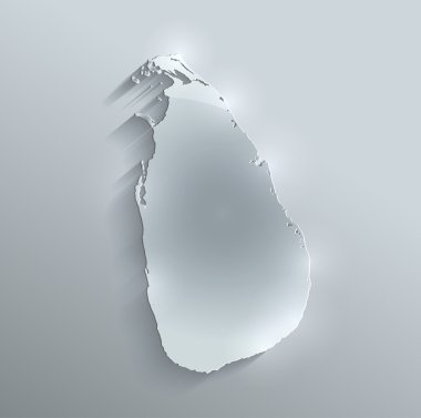 Sri Lanka Haritası cam kartı kağıt 3d tarama