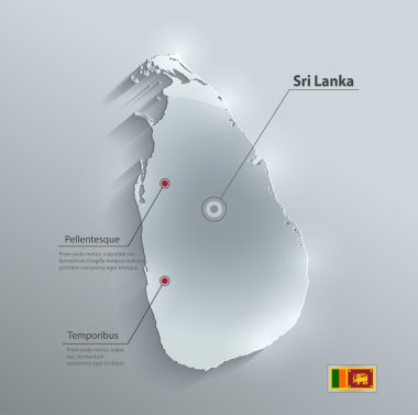 Sri Lanka Haritası bayrak cam kart kağıt 3B vektör