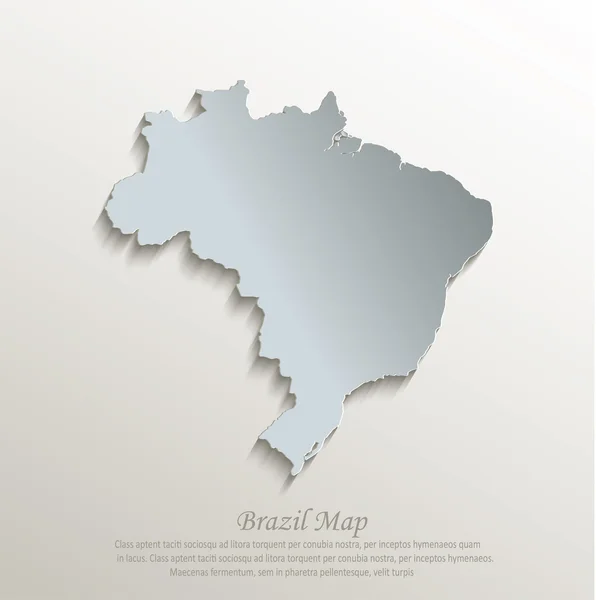 Brazília Térkép fehér kék kártya papír 3d vector — Stock Vector