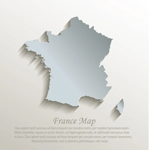 Francia mapa blanco azul tarjeta de papel 3D vector — Vector de stock
