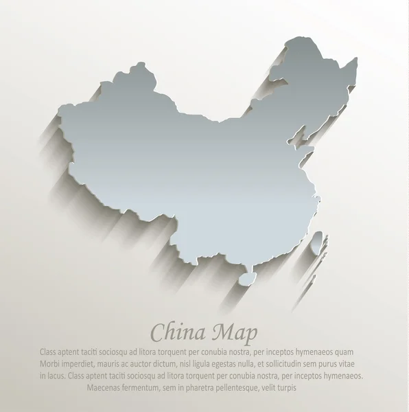 China map white blue card paper 3D vector — Stock Vector