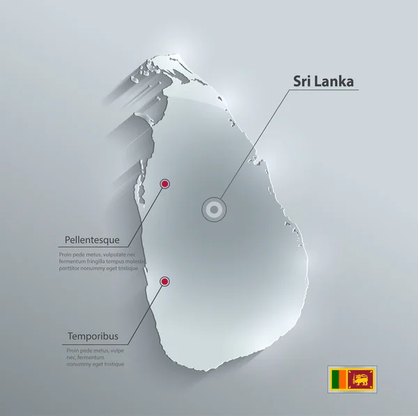 Srí Lanka mapa vlajky sklo kartu papír 3d vektor — Stockový vektor