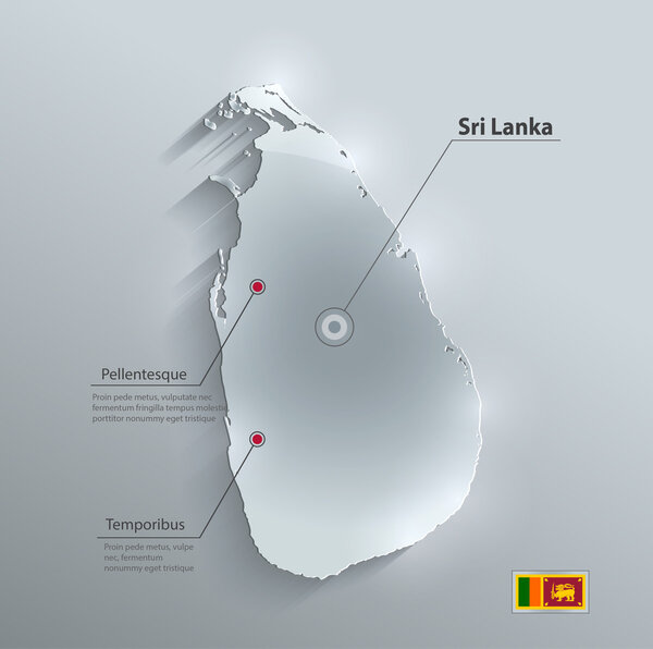 Sri Lanka map flag glass card paper 3D vector
