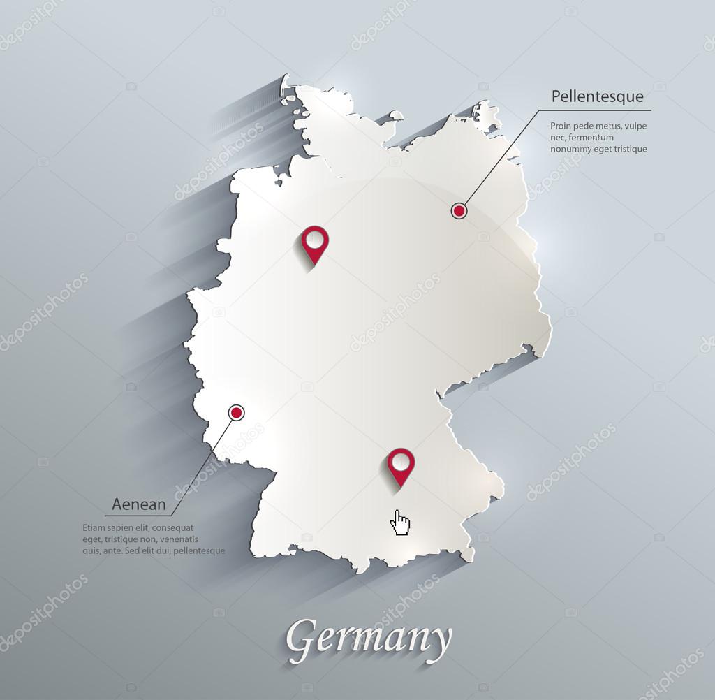 Germany map blue white card paper 3D vector