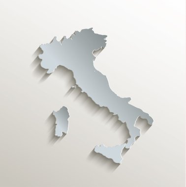 Italy map white blue card paper 3D