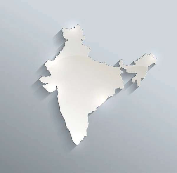 Mapa de la India azul blanco tarjeta de papel raster 3D —  Fotos de Stock