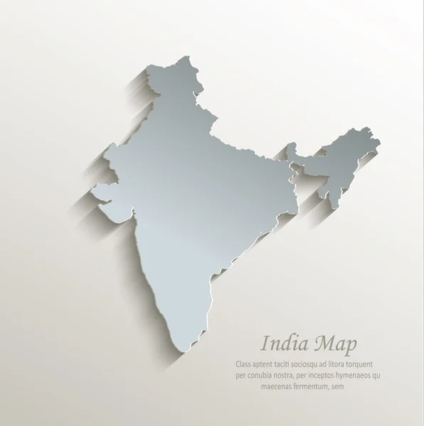 Hindistan harita kart mavi beyaz kağıt 3B vektör — Stok Vektör