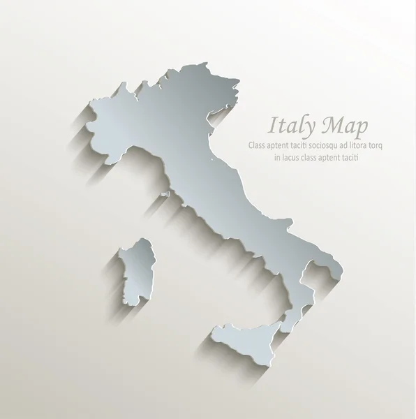 Italia mapa blanco azul tarjeta de papel 3D vector — Vector de stock