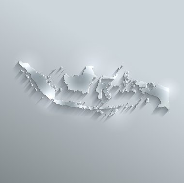 Endonezya Haritası cam kartı kağıt 3d tarama