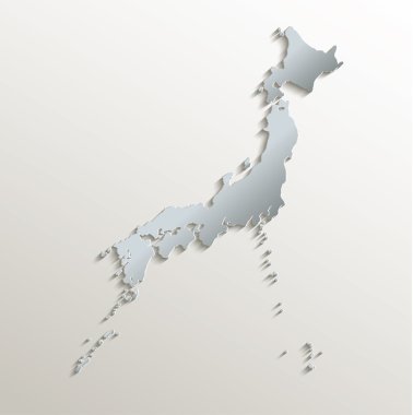 Japonya harita kart mavi beyaz kağıt 3d tarama