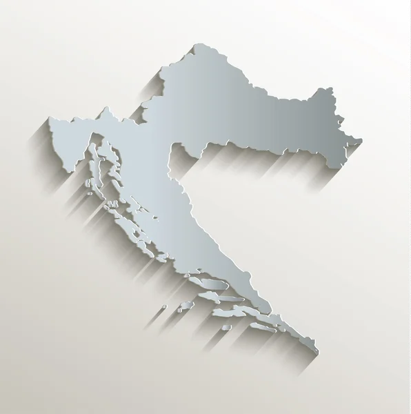 Croacia mapa blanco azul tarjeta de papel 3D raster — Foto de Stock