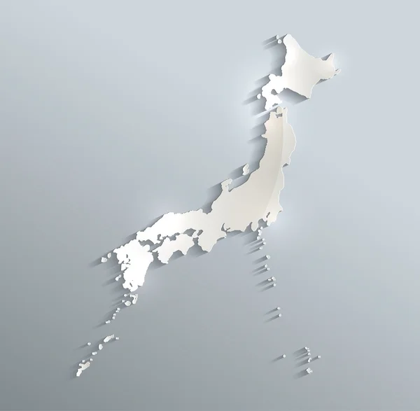 Japón mapa azul blanco papel de la tarjeta 3D infografías raster — Foto de Stock