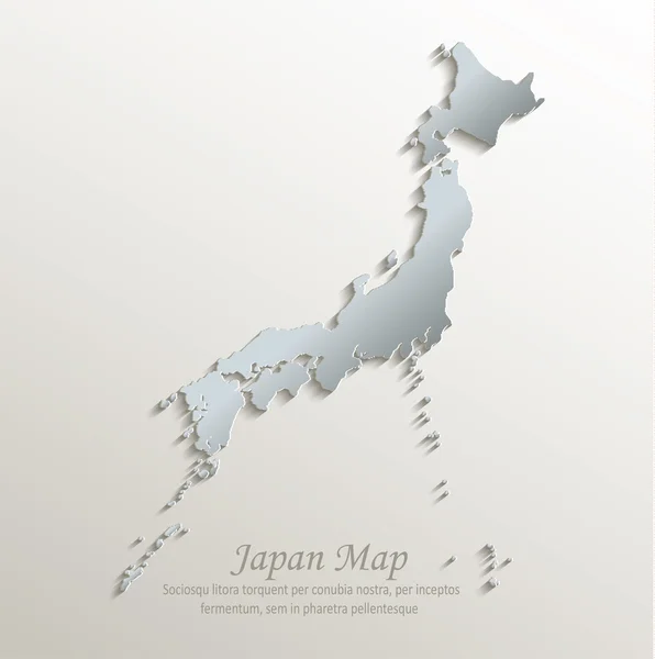 Japón mapa blanco azul tarjeta de papel 3D vector — Vector de stock