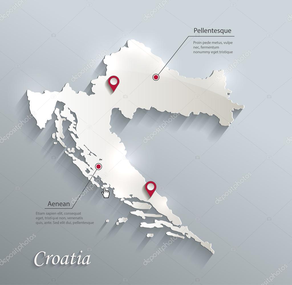 Croatia map blue white card paper 3D vector infographics vector
