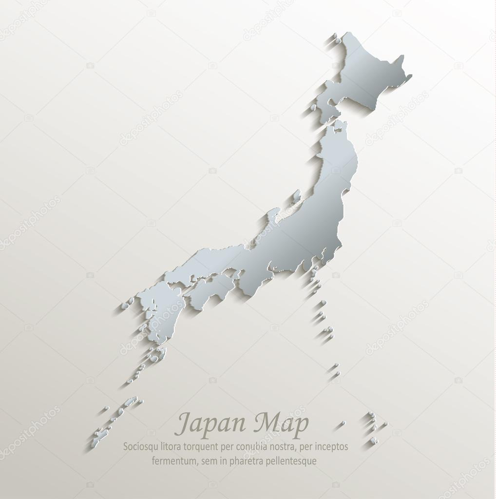 Japan map white blue card paper 3D vector