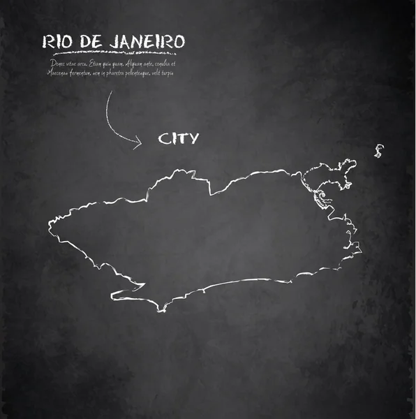 Río de Janeiro mapa ciudad pizarra pizarra vector — Vector de stock