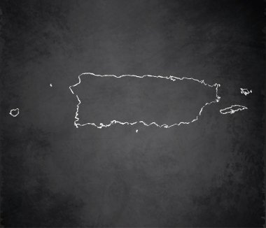 Porto Riko Haritası blackboard kara tahta raster