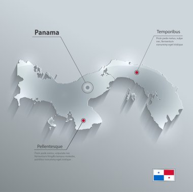 Panama harita bayrak cam kart kağıt 3B vektör