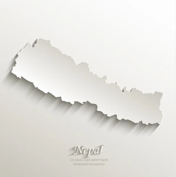 Nepal mapa tarjeta de papel 3D vector natural — Vector de stock
