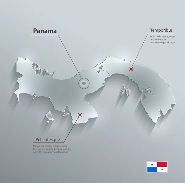 Panama carte drapeau verre carte papier vecteur 3D — Image vectorielle